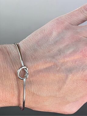 Vintage Silver Tone Love Knot Open Cuff Bracelet